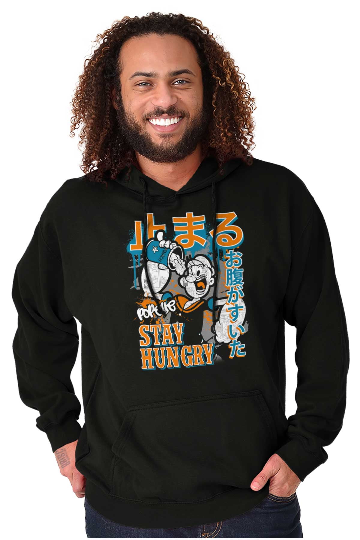Popeye Stay Hungry Asian Inspired Hoodie Hooded Sweatshirt Men Brisco Brands S