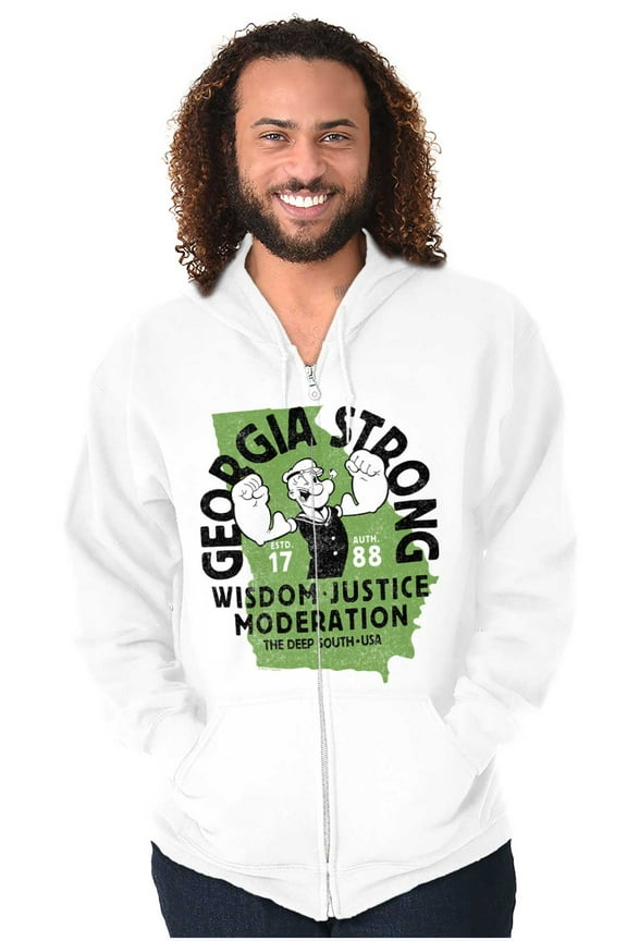 Popeye Strong Georgia Deep South Zip Up Hoodie Men's Women's Brisco Brands M