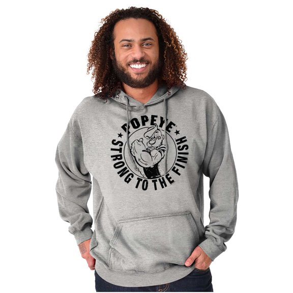 Popeye Strong To The Finish Flexing Unisex Plus Size Hoodie Brisco Brands 3X