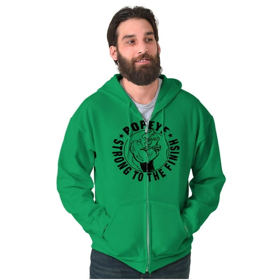 Popeye Strong To The Finish Flexing Zip Up Hoodie Men's Women's Brisco Brands S