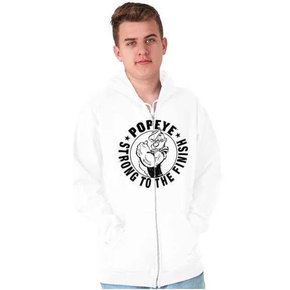 Popeye Strong To The Finish Flexing Zip Up Hoodie Men's Women's Brisco Brands S