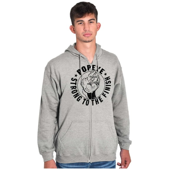Popeye Strong To The Finish Flexing Zip Up Hoodie Men's Women's Brisco Brands X