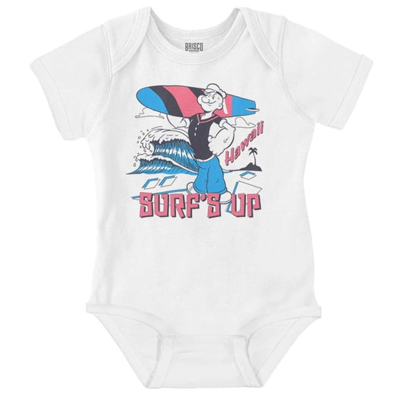 Popeye Surf's Up Hawaii Cartoon Romper Boys or Girls Infant Baby Brisco Brands NB