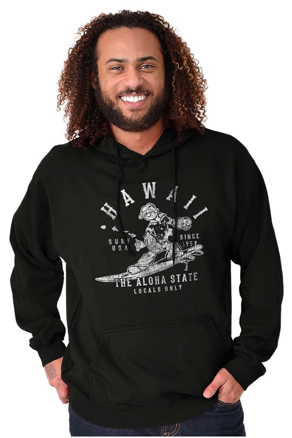 Popeye Surfing in Hawaii Aloha State Hoodie Sweatshirt Women Men Brisco Brands S