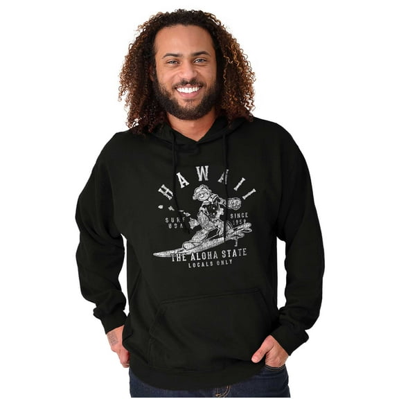 Popeye Surfing in Hawaii Aloha State Unisex Plus Size Hoodie Brisco Brands 3X