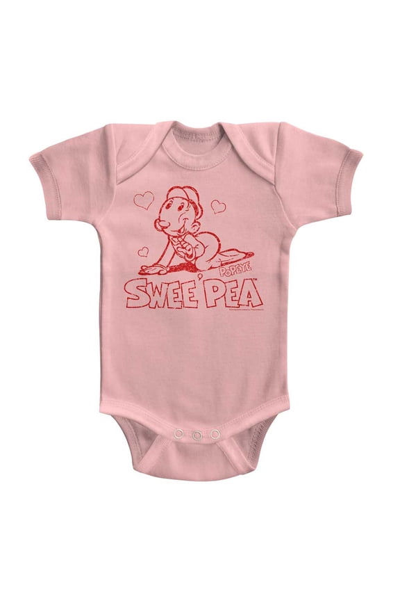 Popeye Sweet Pea Light Pink Baby Romper T-Shirt