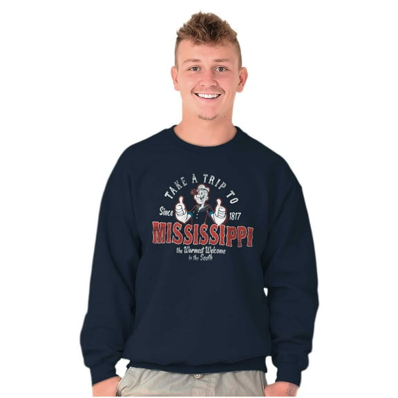 Popeye Take a Trip to Mississippi Sweatshirt for Men or Women Brisco Brands S