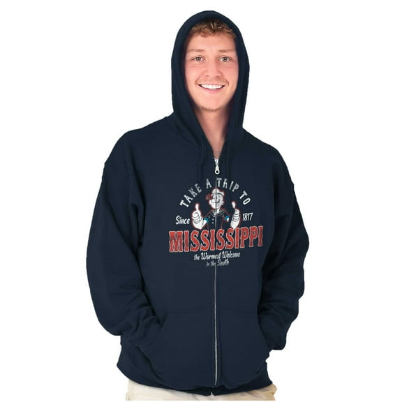 Popeye Take a Trip to Mississippi Unisex Plus Size Zip Hoodie Brisco Brands 2X
