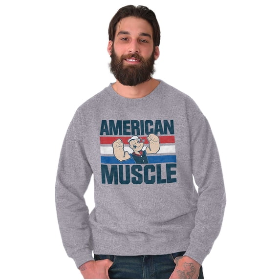 Popeye The Sailor American Muscle Men's Crewneck Sweatshirt Brisco Brands S