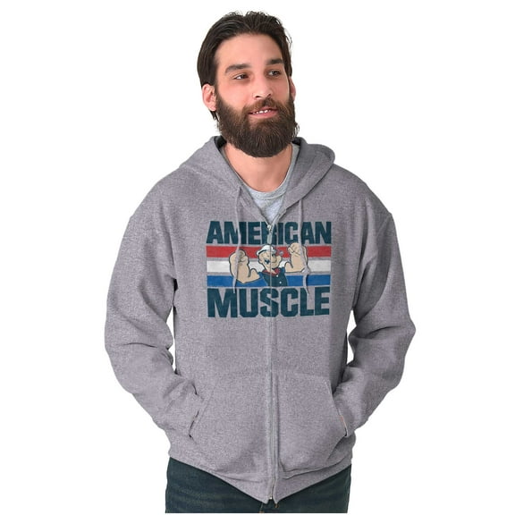 Popeye The Sailor American Muscle Zip Hoodie Sweatshirt Men Brisco Brands S
