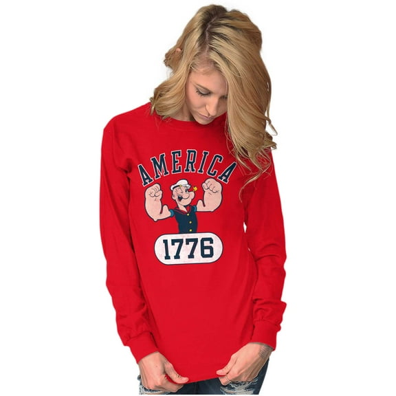 Popeye The Sailor Man America 1776 Long Sleeve TShirt Men Women Brisco Brands L