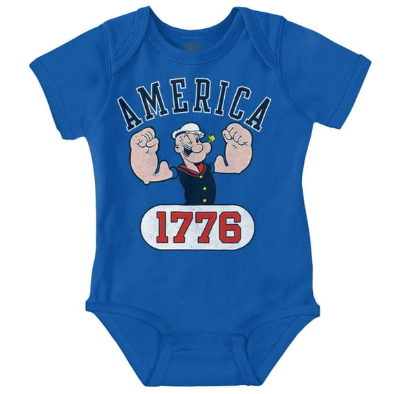 Popeye The Sailor Man America 1776 Romper Boys or Girls Infant Baby Brisco Brands 24M