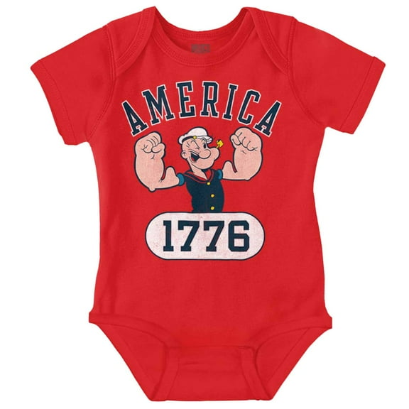 Popeye The Sailor Man America 1776 Romper Boys or Girls Infant Baby Brisco Brands NB