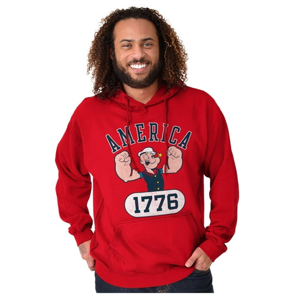 Popeye The Sailor Man America 1776 Unisex Plus Size Hoodie Brisco Brands 4X