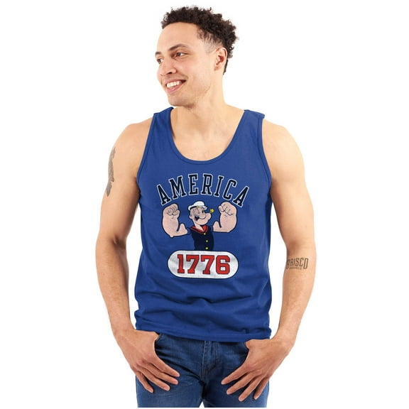Popeye The Sailor Man America 1776 Unisex Plus Size Tank Top Brisco Brands 2X