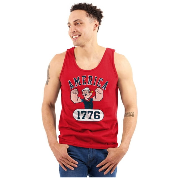 Popeye The Sailor Man America 1776 Unisex Plus Size Tank Top Brisco Brands 3X