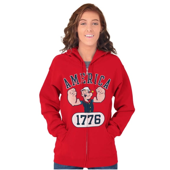Popeye The Sailor Man America 1776 Zip Up Hoodie Men's Women's Brisco Brands L