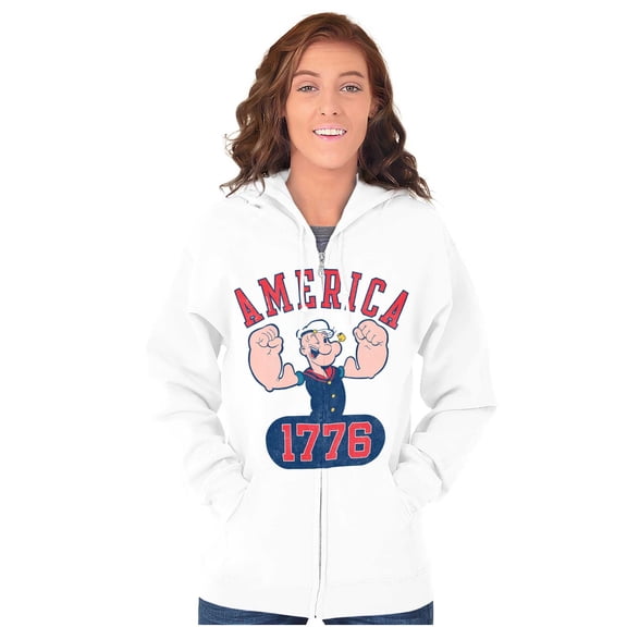 Popeye The Sailor Man America 1776 Zip Up Hoodie Men's Women's Brisco Brands S