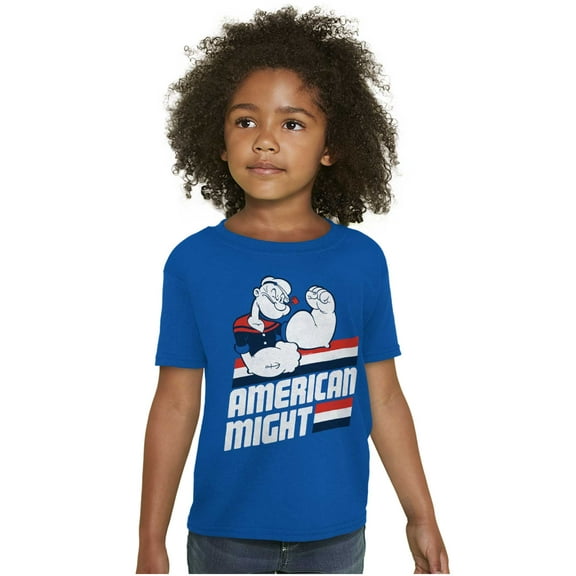 Popeye The Sailor Man American Might Crewneck T Shirts Boy Girl Teen Brisco Brands XS