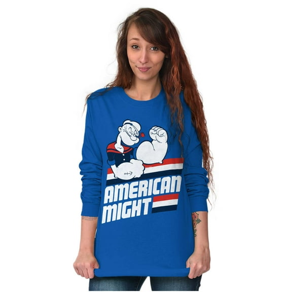 Popeye The Sailor Man American Might Long Sleeve TShirt Men Women Brisco Brands S