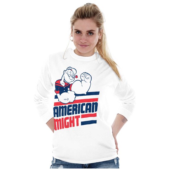 Popeye The Sailor Man American Might Long Sleeve TShirt Men Women Brisco Brands S
