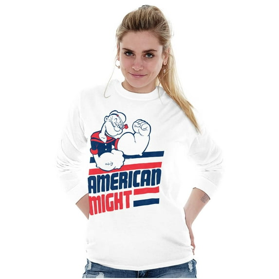 Popeye The Sailor Man American Might Long Sleeve TShirt Men Women Brisco Brands X