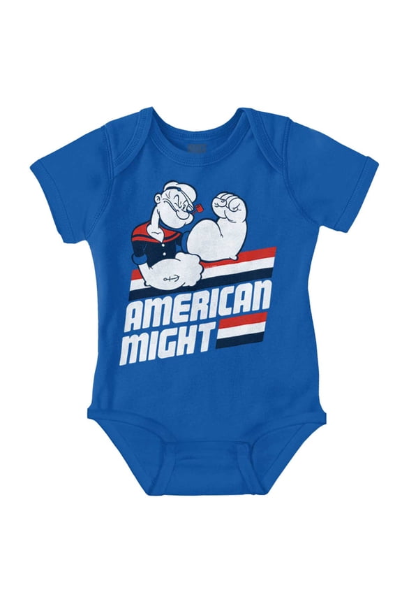 Popeye The Sailor Man American Might Romper Boys or Girls Infant Baby Brisco Brands 12M