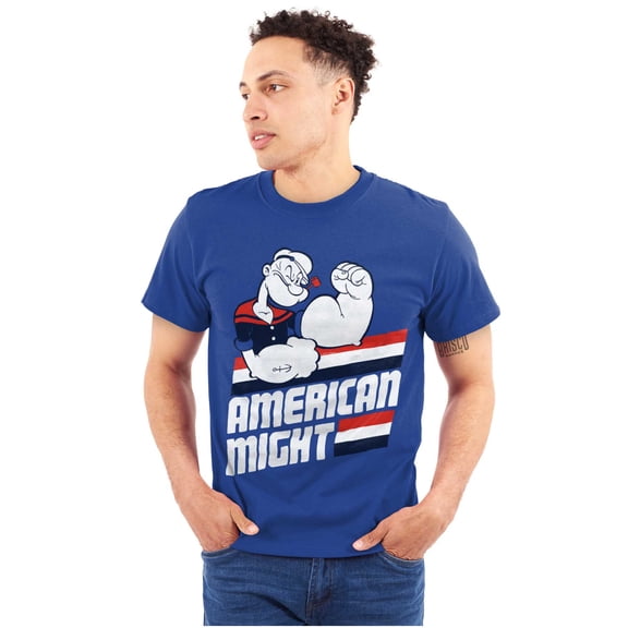 Popeye The Sailor Man American Might Plus Size Crewneck Graphic Tee Shirt Brisco Brands 2X