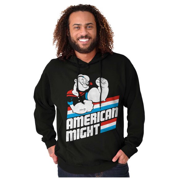 Popeye The Sailor Man American Might Unisex Plus Size Hoodie Brisco Brands 3X