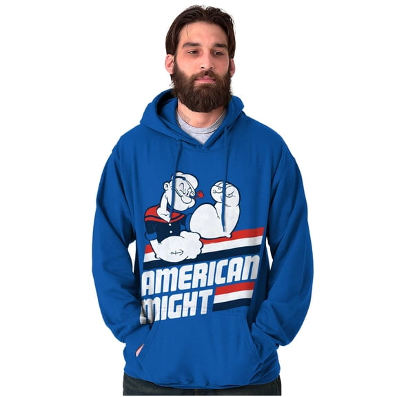 Popeye The Sailor Man American Might Unisex Plus Size Hoodie Brisco Brands 3X