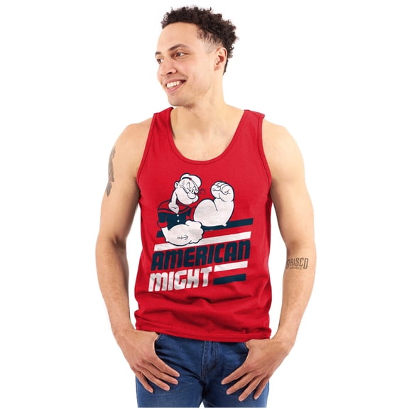 Popeye The Sailor Man American Might Unisex Plus Size Tank Top Brisco Brands 2X