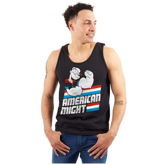 Popeye The Sailor Man American Might Unisex Plus Size Tank Top Brisco Brands 2X