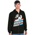 thumbnail image 1 of Popeye The Sailor Man American Might Unisex Plus Size Zip Hoodie Brisco Brands 2X, 1 of 5