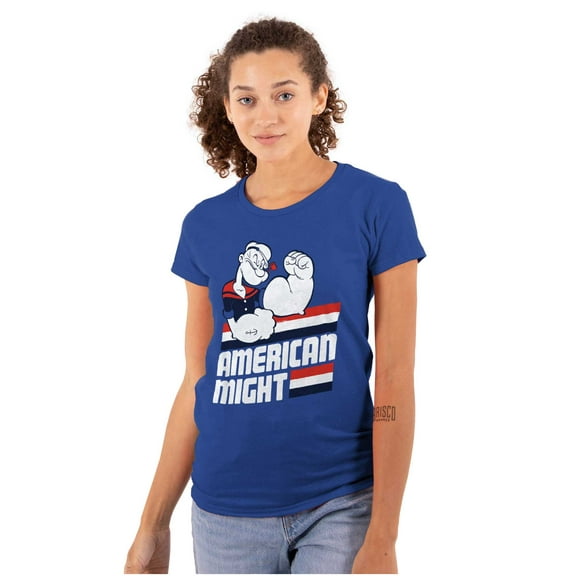 Popeye The Sailor Man American Might Women's T Shirt Ladies Tee Brisco Brands L