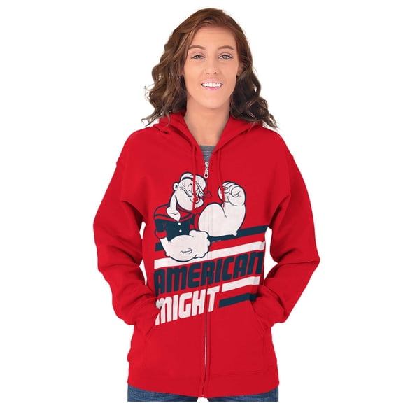 Popeye The Sailor Man American Might Zip Up Hoodie Men's Women's Brisco Brands L