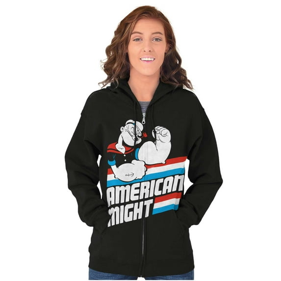 Popeye The Sailor Man American Might Zip Up Hoodie Men's Women's Brisco Brands X