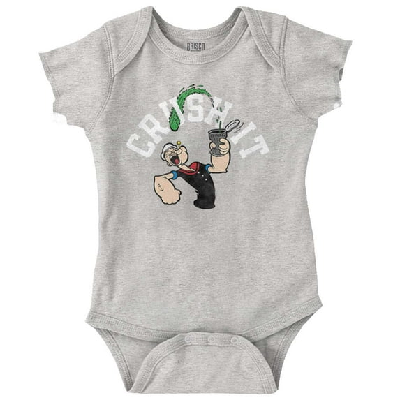 Popeye The Sailor Man Crush It Funny Romper Boys or Girls Infant Baby Brisco Brands 12M