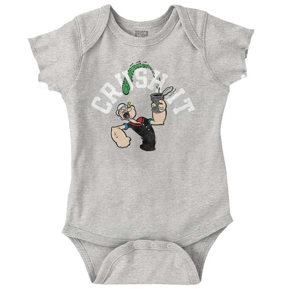 Popeye The Sailor Man Crush It Funny Romper Boys or Girls Infant Baby Brisco Brands 18M