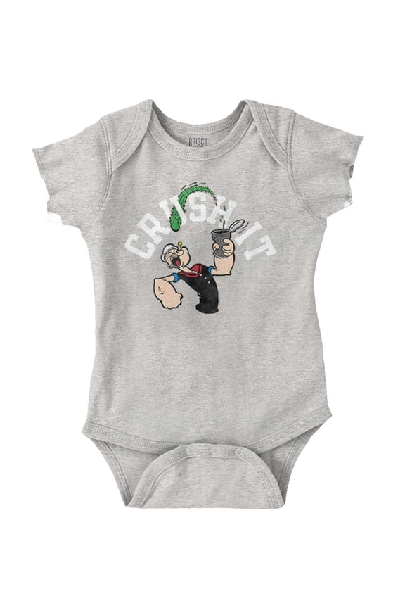 Popeye The Sailor Man Crush It Funny Romper Boys or Girls Infant Baby Brisco Brands 24M