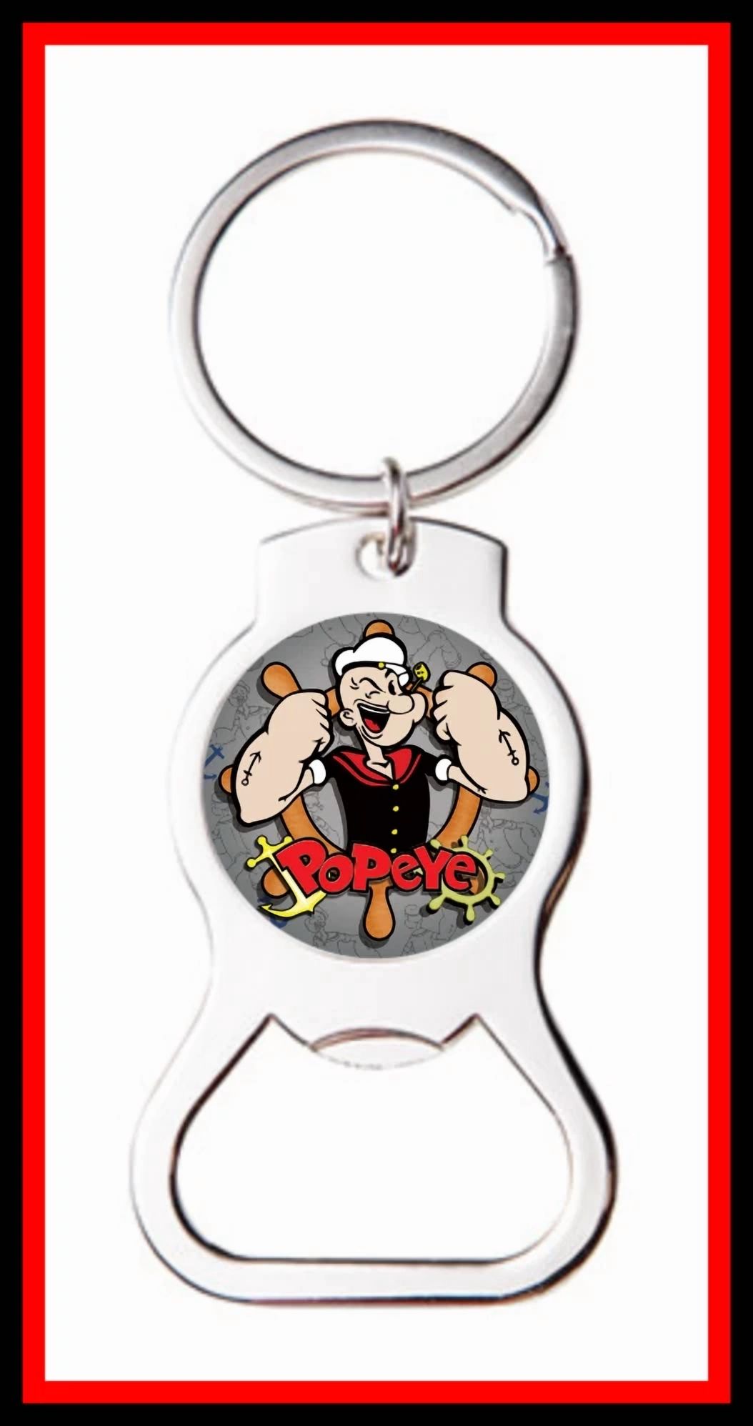 Popeye The Sailor Man Custom Bottle Opener Keychain Key Ring - Great Gift