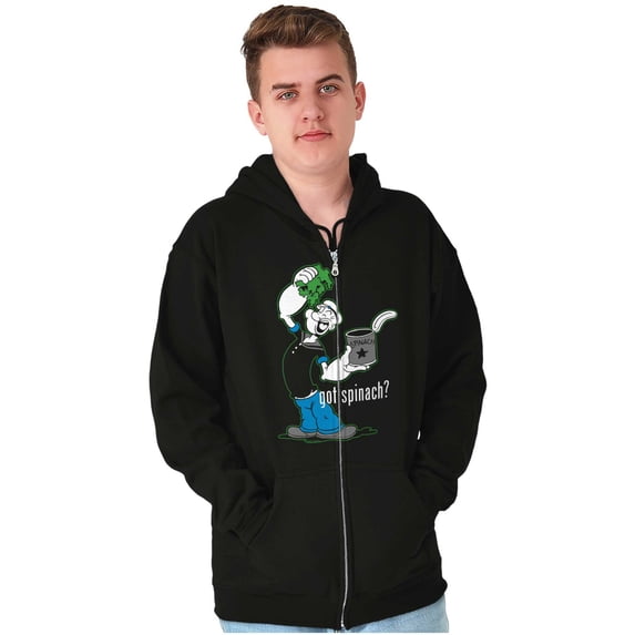 Popeye The Sailor Man Got Spinach Unisex Plus Size Zip Hoodie Brisco Brands 3X