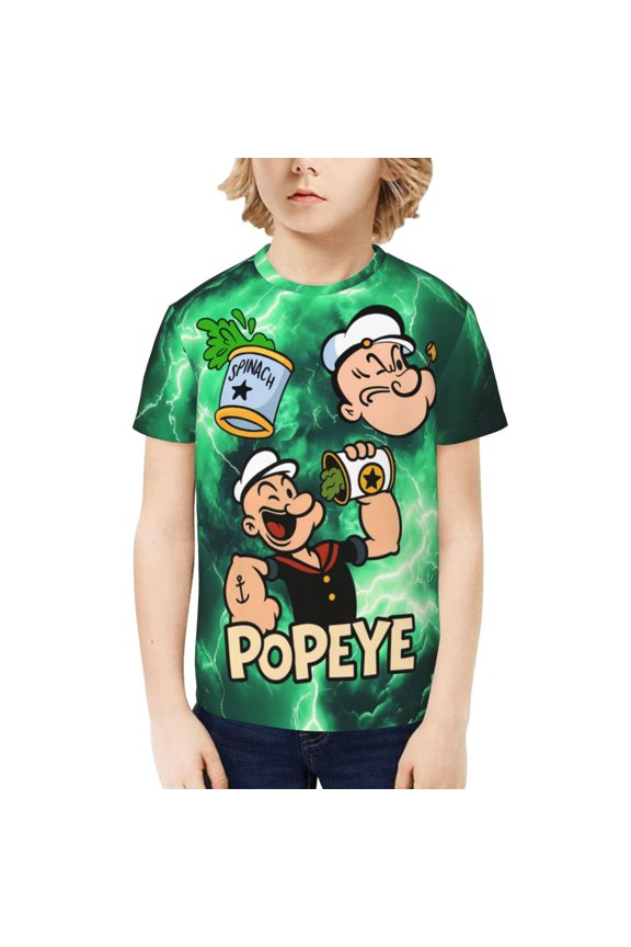 Popeye The Sailor Man Kids T-Shirt 3d Printed Graphic T-Shirts Boys And Girls Short Sleeve Shirts For Youth Kids Small