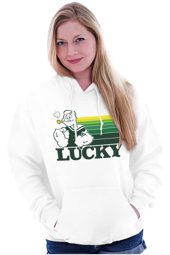 Popeye The Sailor Man Lucky St Paddys Hoodie Sweatshirt Women Men Brisco Brands M