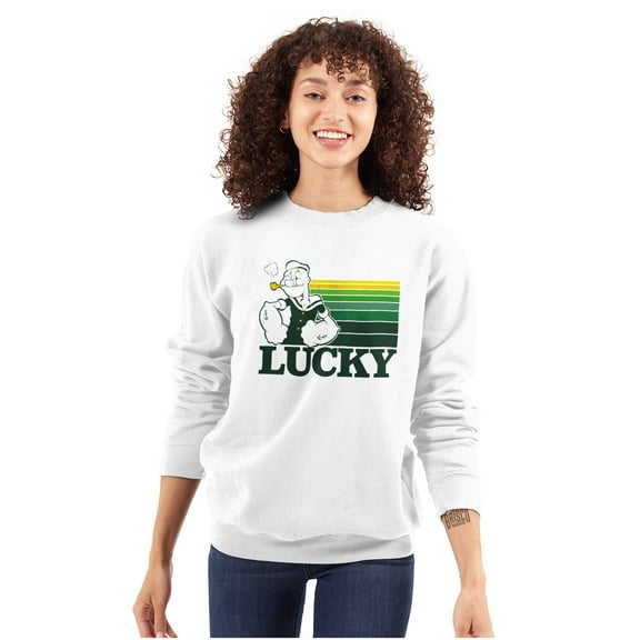 Popeye The Sailor Man Lucky St Paddys Sweatshirt for Men or Women Brisco Brands X