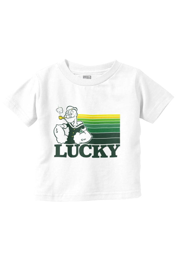 Popeye The Sailor Man Lucky St Paddys Toddler Boy Girl T Shirt Infant Toddler Brisco Brands 18M