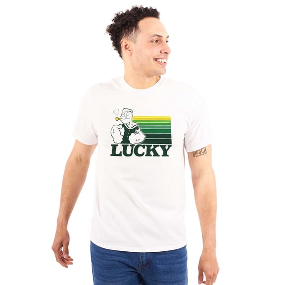 Popeye The Sailor Man Lucky St Paddys Plus Size Crewneck Graphic Tee Shirt Brisco Brands 2X