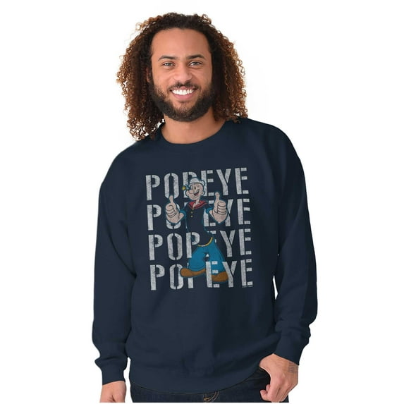 Popeye The Sailor Man On Repeat Retro Sweatshirt for Men or Women Brisco Brands S