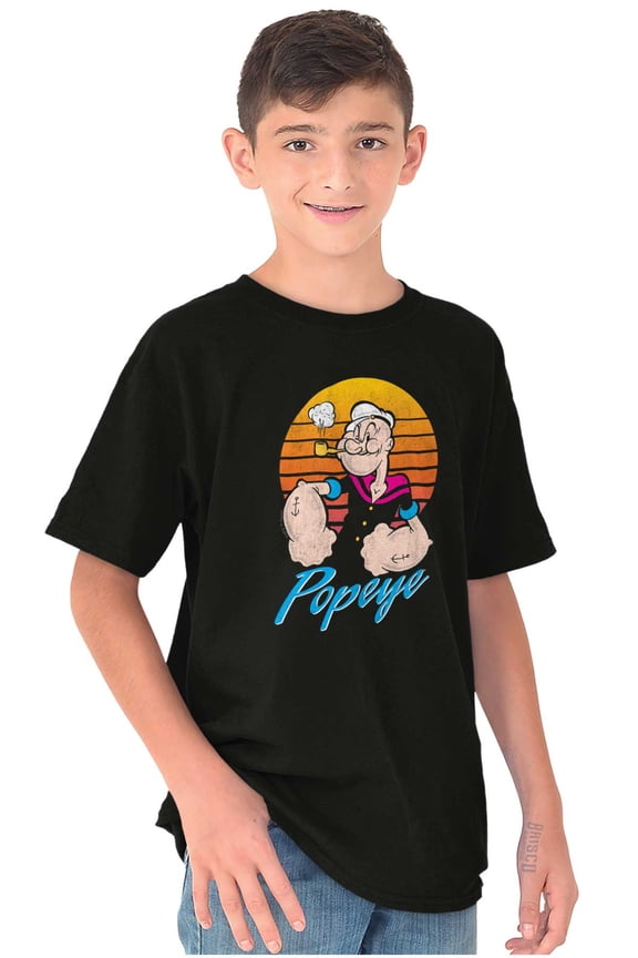 Popeye The Sailor Man Retro Sunset Crewneck T Shirts Boy Girl Teen Brisco Brands X