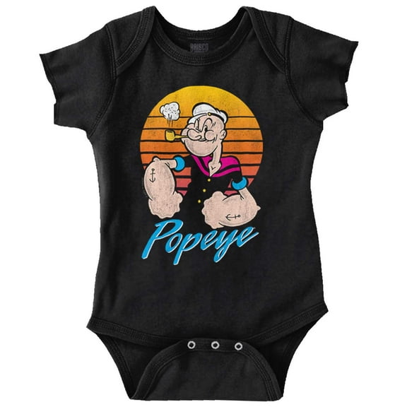 Popeye The Sailor Man Retro Sunset Romper Boys or Girls Infant Baby Brisco Brands 12M