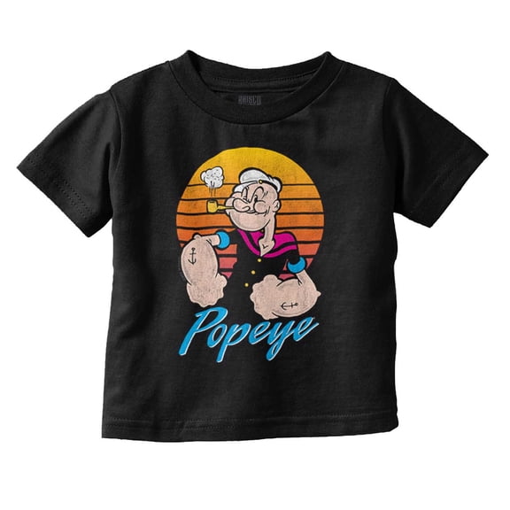 Popeye The Sailor Man Retro Sunset Toddler Boy Girl T Shirt Infant Toddler Brisco Brands 3T